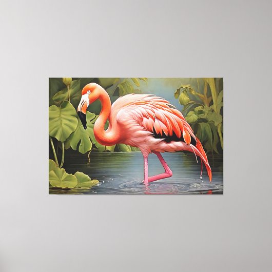 Boeiend Flamingo AI-Art schilderij Canvas Afdruk (Voorkant)