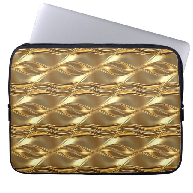 Boeiend goudpatroon laptop sleeve (Voorkant)