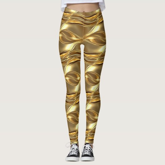Boeiend goudpatroon leggings (Voorkant)