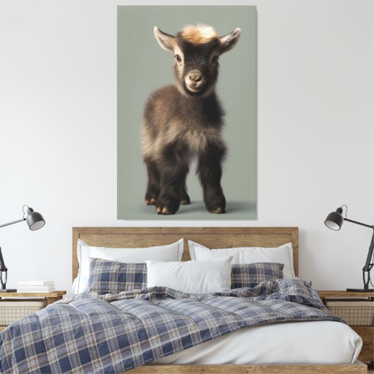 Boeiend Portret van een Baby-geit Canvas Afdruk (Insitu (Slaapkamer))