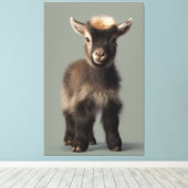 Boeiend Portret van een Baby-geit Canvas Afdruk (Insitu (Houten vloer))