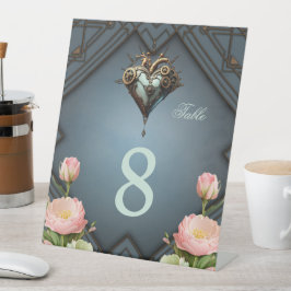 Boeiend steampunkhart  reclamebord met voetstuk