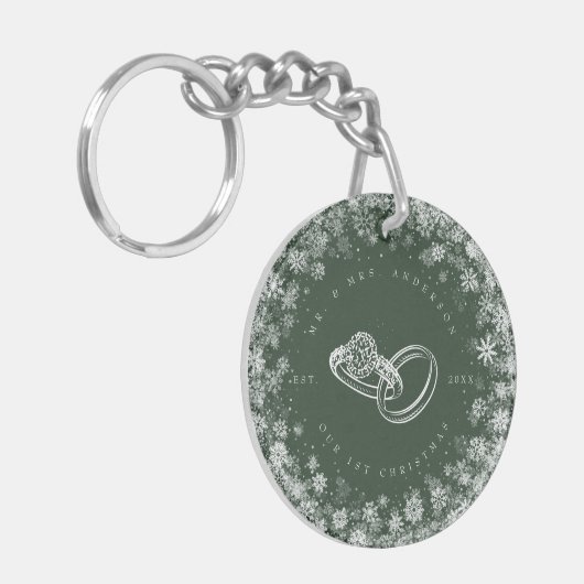 Boeiende 1e Kerstmis Pas getrouwd Keepsake Sleutelhanger (Voorkant Links)