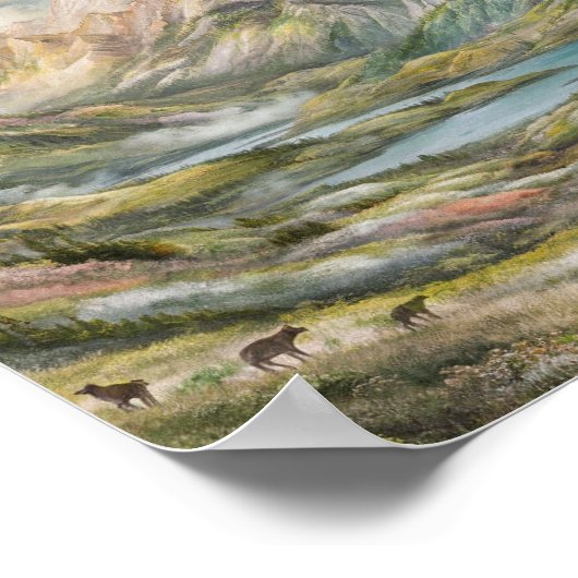 Boeiende bergscène schilderen poster (Hoek)