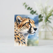 Boeiende Cheetah Waterverf Briefkaart (Staand voorkant)