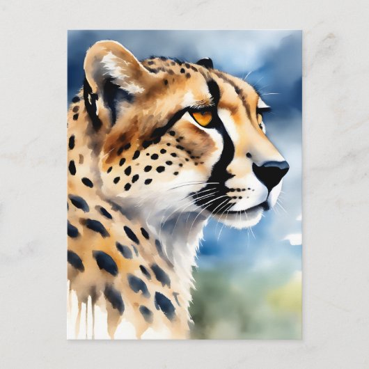 Boeiende Cheetah Waterverf Briefkaart (Voorkant)