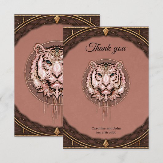 Boeiende en artistieke voorstelling van een tijger bedankkaart (Voorkant / Achterkant)
