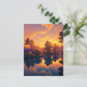 Boeiende gouden zonsondergang schildert de bomen briefkaart (Staand voorkant)