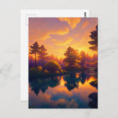 Boeiende gouden zonsondergang schildert de bomen briefkaart (Voorkant / Achterkant)