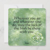 Boeiende groene waterverf Keltische knoop Feestdagenkaart (Achterkant)