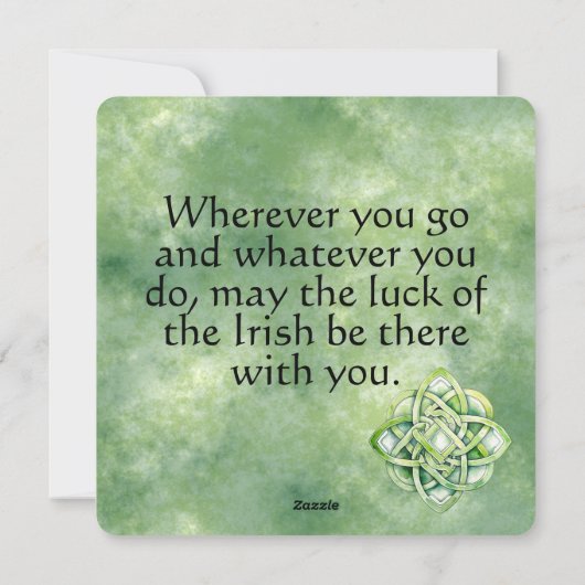 Boeiende groene waterverf Keltische knoop Feestdagenkaart (Achterkant)