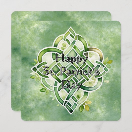 Boeiende groene waterverf Keltische knoop Feestdagenkaart (Voorkant / Achterkant)