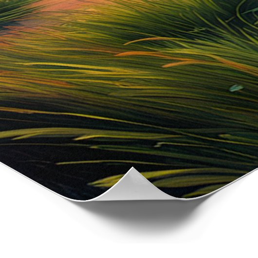 Boeiende groene weide poster (Hoek)