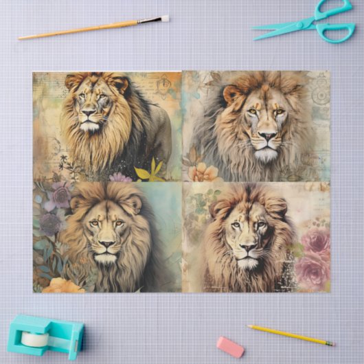 Boeiende  Leeuwenkoppen & Bloemen Tissuepapier (Craft)