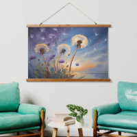 Boeiende paardenbloemen in Nightsky AI kunstschild