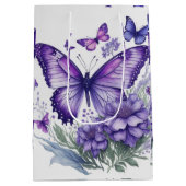 Boeiende Paarse Vlinders op Bloem Medium Cadeauzakje (Achterkant)