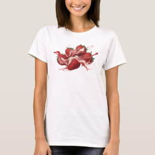 Boeiende Rode Abstracte Aardbeien Modekunst T-shirt