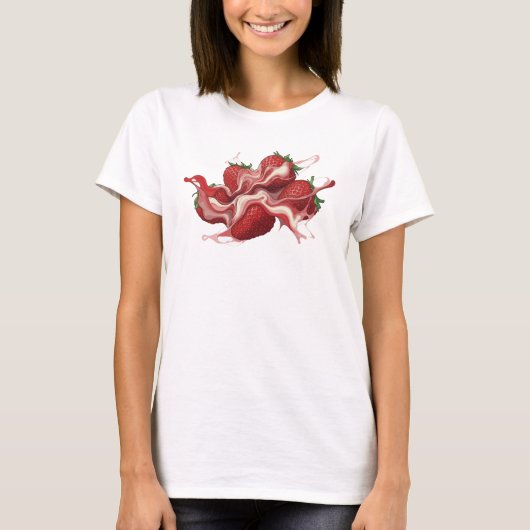 Boeiende Rode Abstracte Aardbeien Modekunst T-shirt (Voorkant)