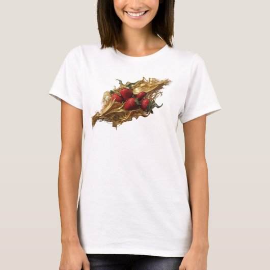 Boeiende Rode Abstracte Aardbeien T-shirt (Voorkant)