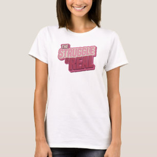 Boeiende Roze DE STRIJD IS ECHT Mode Kunst T-shirt