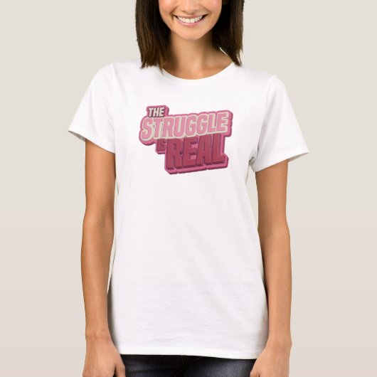 Boeiende Roze DE STRIJD IS ECHT Mode Kunst T-shirt (Voorkant)