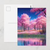 Boeiende roze versieringen briefkaart (Voorkant / Achterkant)