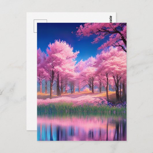 Boeiende roze versieringen briefkaart (Voorkant / Achterkant)