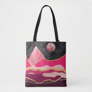 Boeiende stijl Roze abstract berglandschap Tote Bag