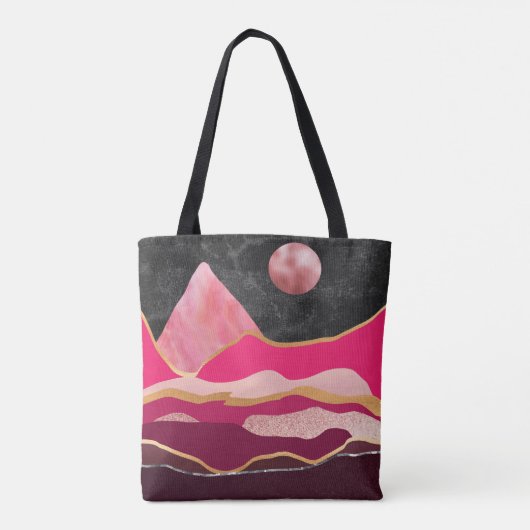 Boeiende stijl Roze abstract berglandschap Tote Bag (Achterkant)