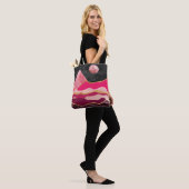Boeiende stijl Roze abstract berglandschap Tote Bag (Op model)