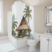 boeiende strandhuis scène douchegordijn (In situ)