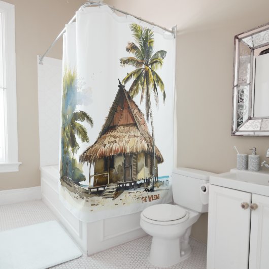 boeiende strandhuis scène douchegordijn (In situ)