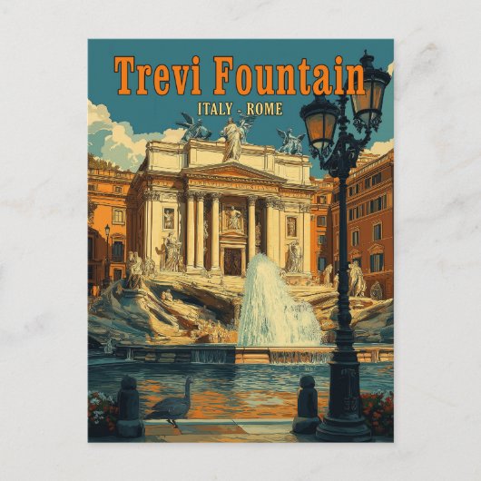 Boeiende Trevi-fontein, Rome -  Briefkaart (Voorkant)