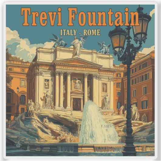 Boeiende Trevi-fontein, Rome -  Sticker (Voorkant)