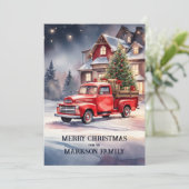 Boeiende Vintage Kerst Scène Vakantie Kaart (Staand voorkant)