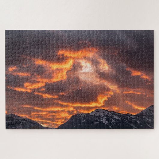 boeiende vurige zonsondergang hemel legpuzzel (Horizontaal)
