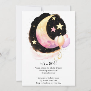 Boeiende Waterverf Celestial Meisje Baby shower Kaart