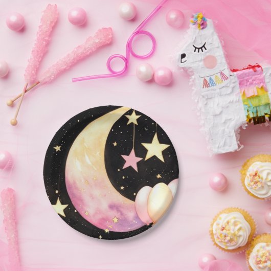 Boeiende Waterverf Celestial Meisje Baby shower Papieren Bordje (Feest)