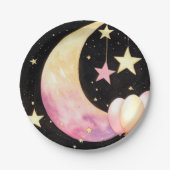 Boeiende Waterverf Celestial Meisje Baby shower Papieren Bordje (Voorkant)