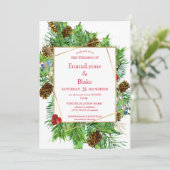 Boeiende Waterverf Kerstmis groen bruiloft Kaart (Staand voorkant)