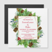 Boeiende Waterverf Kerstmis groen bruiloft Magnetische Uitnodiging (Voorkant / Achterkant)