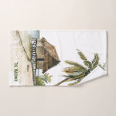 Boeiende Waterverf rieten huis strand scène Bad Handdoek (Handdoek)