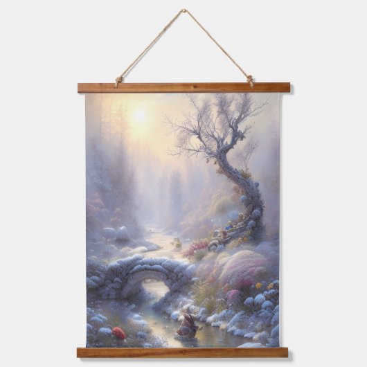 Boeiende Winter Wonderland Landschapskunst Hangend Wandkleed (Voorkant)