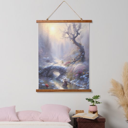 Boeiende Winter Wonderland Landschapskunst Hangend Wandkleed (Slaapkamer)
