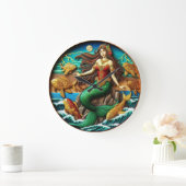 Boeiende Zeemeermin Zittend op een Rock Under a Mo Grote Klok (Huis)