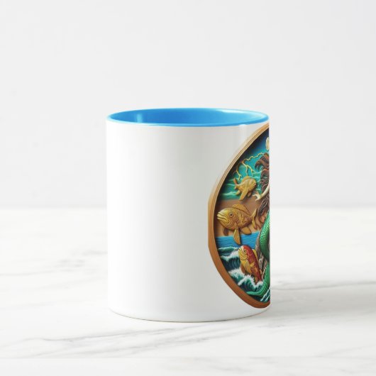 Boeiende Zeemeermin Zittend op een Rock Under a Mo Mok (Midden)