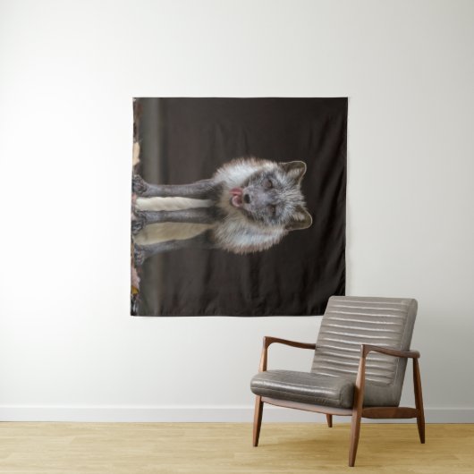 boeiende zilveren vos wandkleed (In Situ (horizontaal))