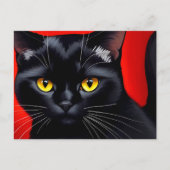 Boeiende zwarte kat kunst briefkaart (Voorkant)