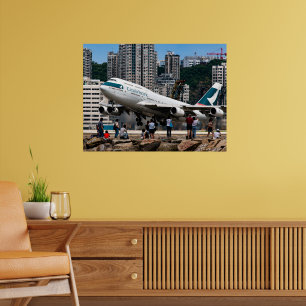 Boeing 747 Epen landing op Kai Tak Airport Poster