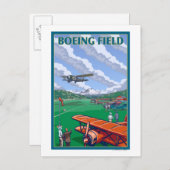 Boeing Field Vintage Travel Poster Briefkaart (Voorkant / Achterkant)
